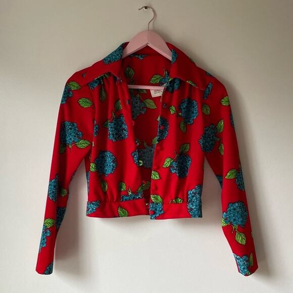 Vintage Red And Blue Floral Dress Set - Picture 3 of 10